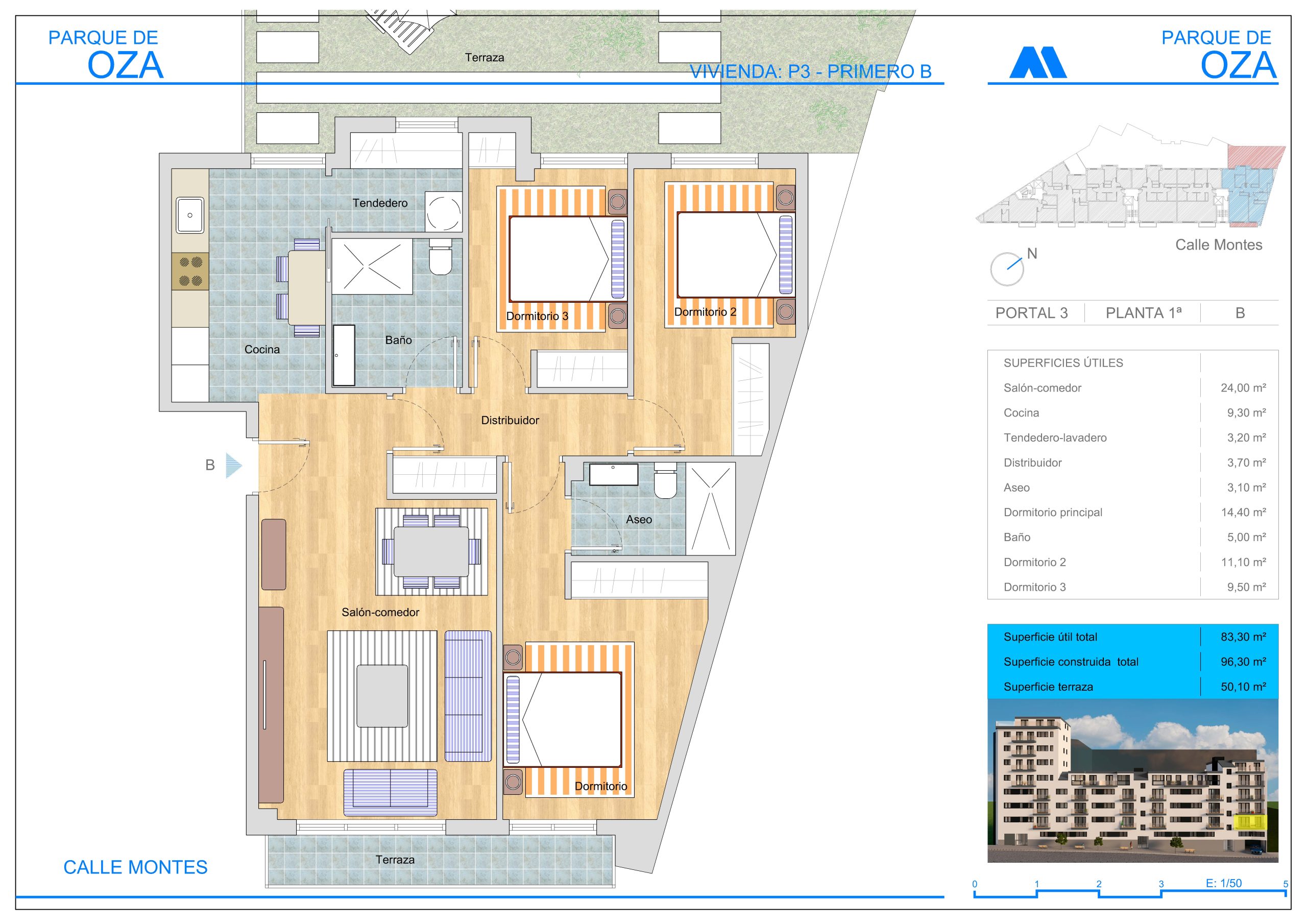 PLANTA 1 ESCALERA 3 TIPO B